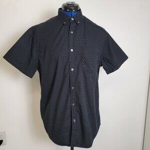 Cactus Man Mens Slim Fit Blue 100% Cotton Short Sleeve Collar Shirt M